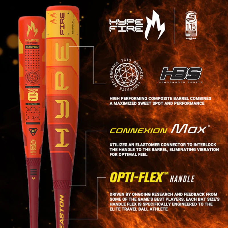 2025 Easton Hype Fire -5 Travel Baseball Bat EUT5HYP5 – Big Dawg Bats